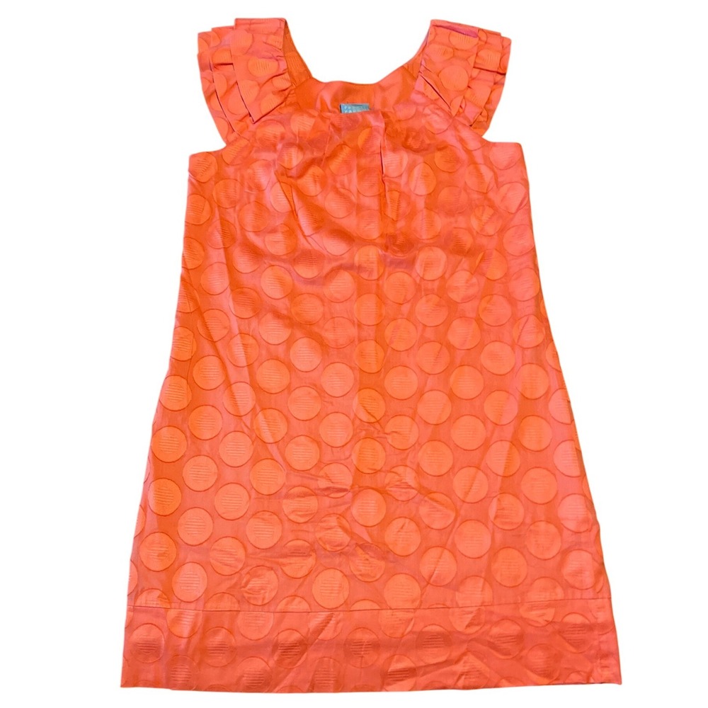 Rabbit Rabbit Rabbit Petite Coral Polka Dot Jacquard Ruffle Shift Dress‎ 12P